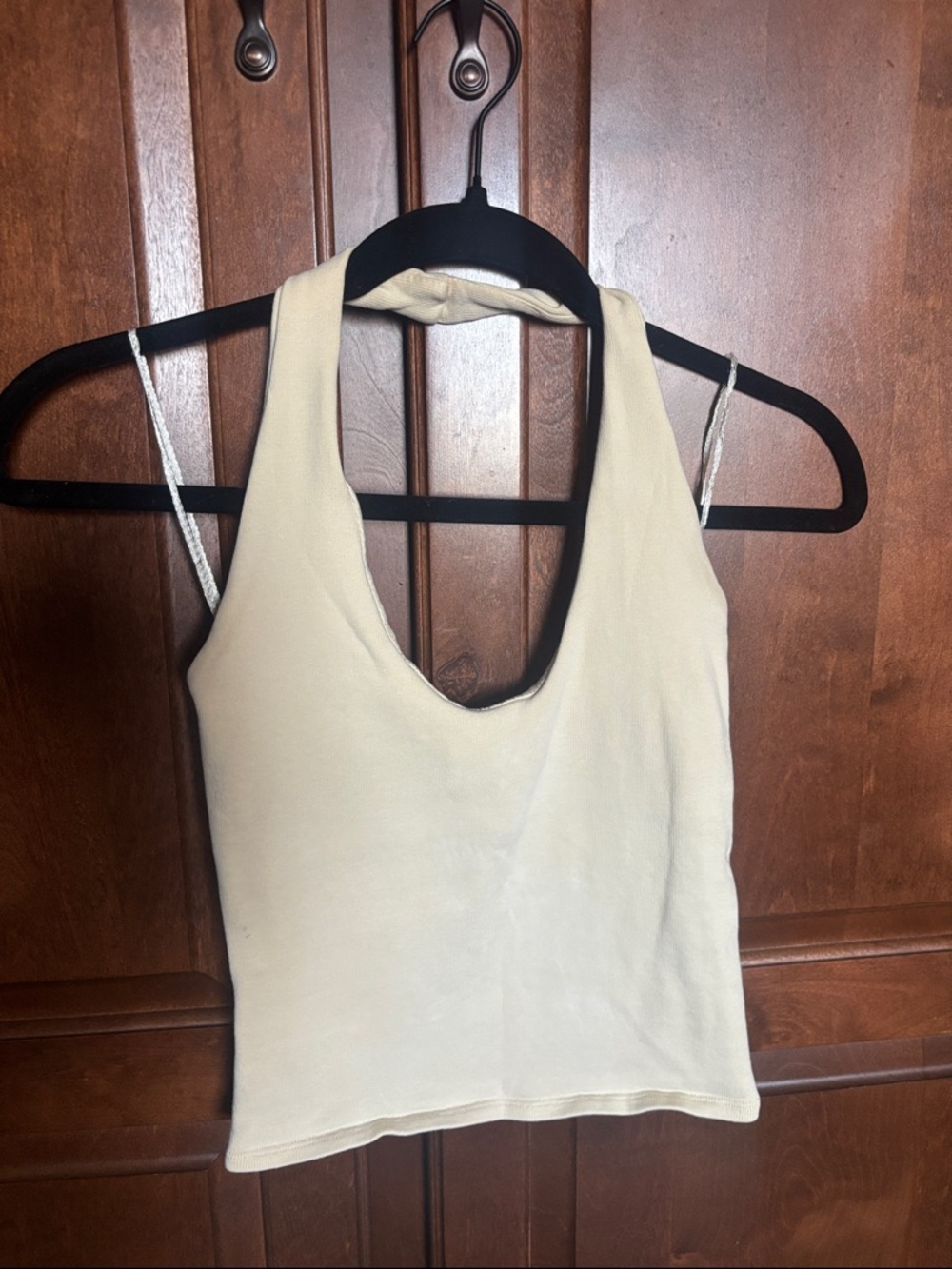 Zara Cream Halter Crop Tank Top